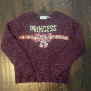The Childrens Place Glitter Sequin Burgundy Pullover Sweater Kids Size 5/6
